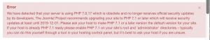 Joomla Error: PHP 7.1 or later - do I need to update?