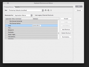 How to add &quot;crop&quot; keyboard shortcut to Photoshop
