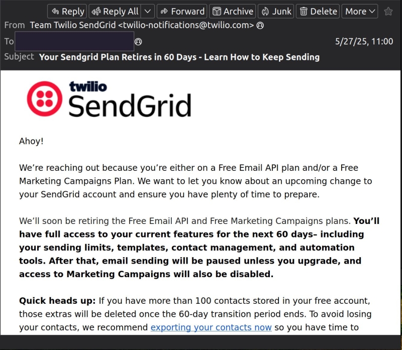 SendGrid is Retiring Its Free Tier — Here’s What You Need to Know (and What to Do Next)